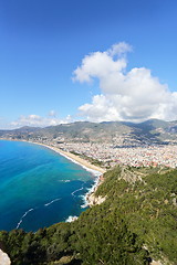 Image showing View of the Alanya and Cleopatra beach.Turkey.