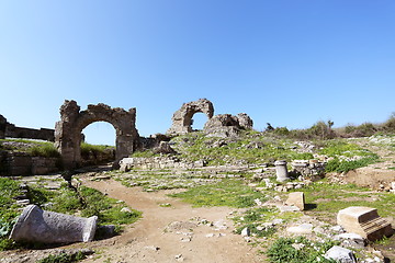 Image showing Ruins of the ancient city of Aspendos.