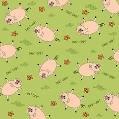 Image showing seamless background with funny pigs