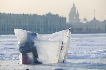 Image showing Winter  fishing on Niva river