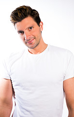 Image showing Man in Plain White T-Shirt