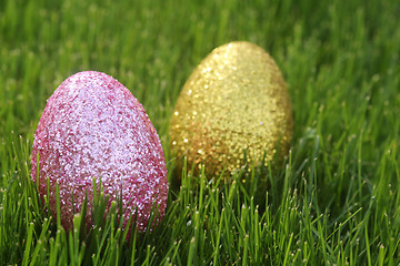 Image showing Colorful Easter Eggs Still Life With Natural Light