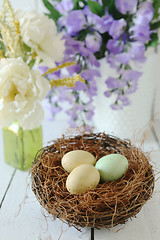 Image showing Easter Holiday Themed Still Life Scene in Natural Light