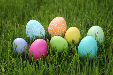 Image showing Colorful Easter Eggs Still Life With Natural Light