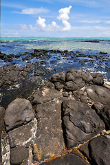 Image showing foam  indian ocean some stone   the island  