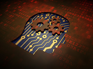 Image showing Education concept: Head With Gears on digital screen background