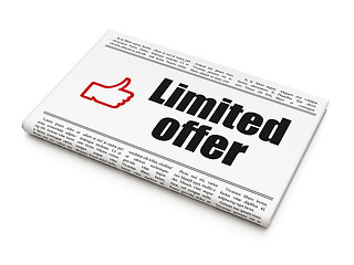 Image showing Finance concept: newspaper with Limited Offer and Thumb Up