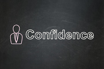 Image showing Business concept: Business Man and Confidence on chalkboard background