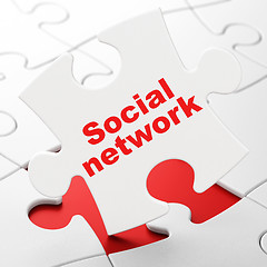 Image showing Social media concept: Social Network on puzzle background
