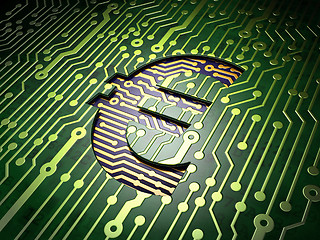 Image showing Currency concept: Euro on circuit board background