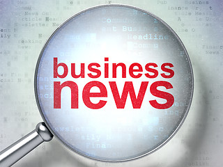 Image showing News concept: Business News with optical glass