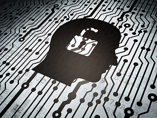 Image showing Business concept: circuit board with Head With Padlock
