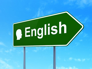 Image showing Education concept: English and Head on road sign background