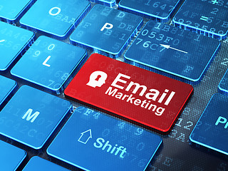 Image showing Business concept: Head With Keyhole and Email Marketing on computer keyboard background