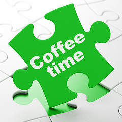 Image showing Time concept: Coffee Time on puzzle background