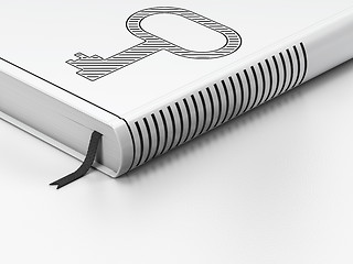 Image showing Security concept: closed book, Key on white background