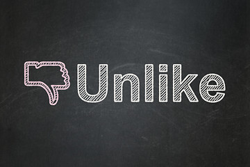 Image showing Social network concept: Thumb Down and Unlike on chalkboard background