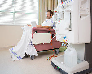 Image showing Patient Using Digital Tablet at Dialysis Center