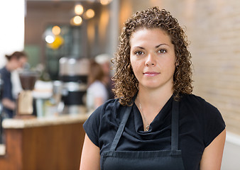 Image showing Beautiful Owner At Espresso Bar