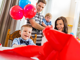 Image showing Family Celebrating Son's Birthday