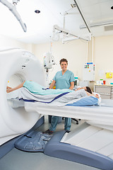 Image showing Nurse With Patient In CT Scan Room