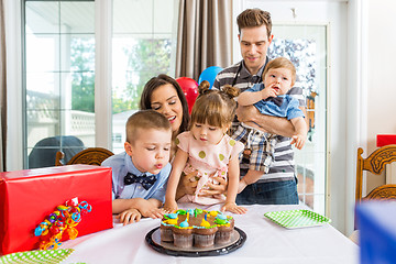 Image showing Family Having Birthday Celebration At Home