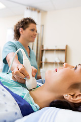 Image showing Patient Undergoing Ultrasound Test Of Neck