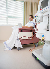 Image showing Patient Using Digital Tablet During Renal Dialysis In Hospital