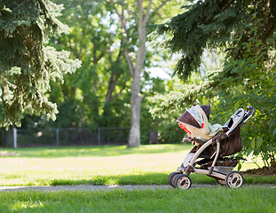 Image showing Baby Stroller In Park