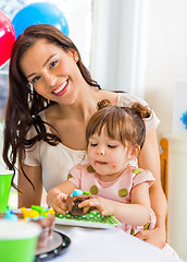 Image showing Mother With Birthday Girl At Home