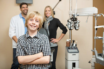 Image showing Happy Boy With Optometrists At Store