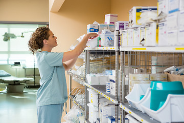 Image showing Female Nurse Working In Storage Room