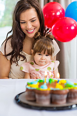 Image showing Mother With Daughter Celebrating Birthday Party