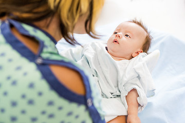 Image showing Babygirl Looking At Mother In Hospital
