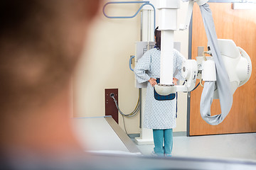 Image showing Patient Getting Chest Xray