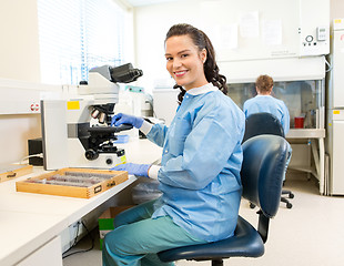 Image showing Female Researcher Working In Laboratory