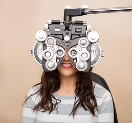 Image showing Woman Having An Eye Test