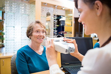 Image showing Woman Getting An Eye Test From Ophthalmologist