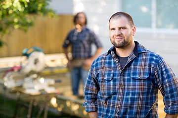 Image showing Manual Worker In Casual Shirt At Construction Site