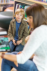 Image showing Boy With Teacher In Library