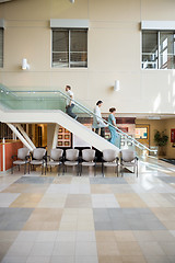 Image showing Medical Team And Patient Walking On Stairs