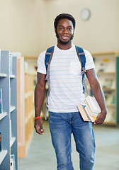 Image showing Student With Backpack And Books In Bookstore