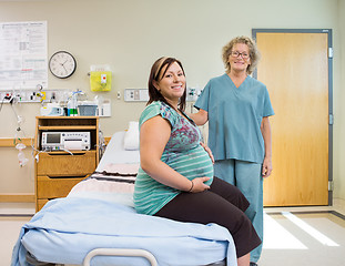 Image showing Happy Nurse And Pregnant Woman In Hospital Room