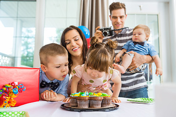 Image showing Family And Children Celebrating Birthday At Home