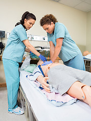 Image showing Nurses Performing CPR On Dummy Patient