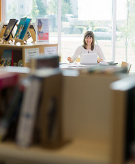 Image showing Student With Laptop Studying In Library