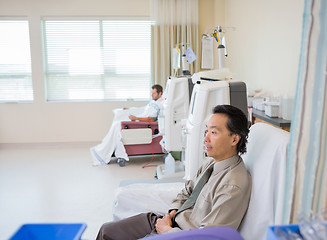 Image showing Man Waiting For Renal Dialysis Treatment In Hospital