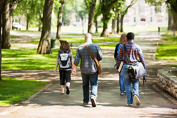 Image showing University Students Walking On Campus Road