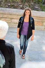 Image showing Confident Student With Backpack Walking On Campus