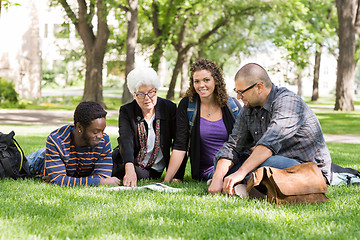 Image showing Students With Professor on Campus